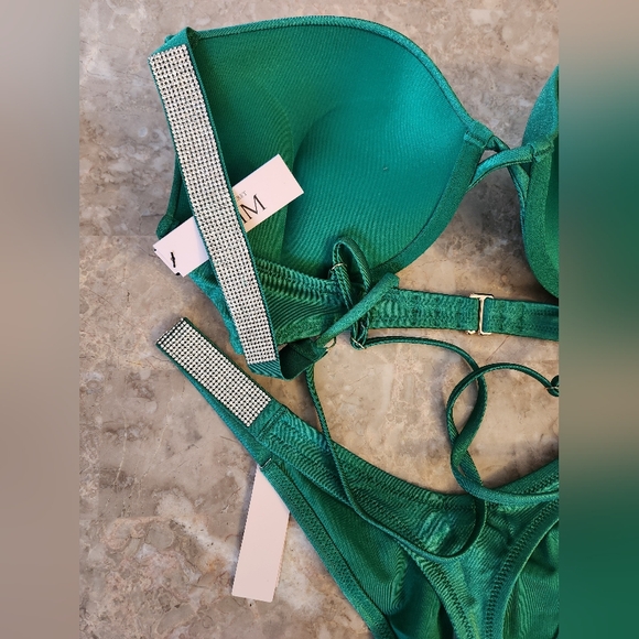 36C/M VS Swim Shine Strap Bombshell PushUp Bikini Top Thong Bikini Set - Picture 6 of 9